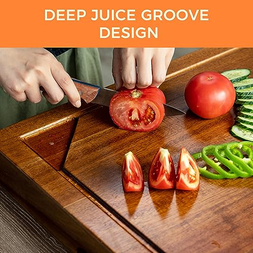 Noodle Board Stove Cover - Acacia Wood Stove Top Covers for Electric Stove and Gas Stove - Sink Cover RV Stove Top Cover - 30"L x 22"W x 2.5"Th Raised Cutting Board with Legs and Juice Grooves