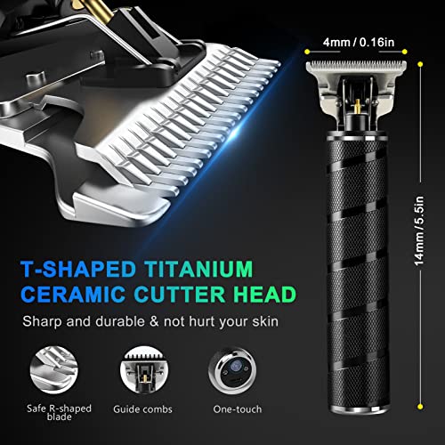 Ufree Hair Trimmer for Men, Beard Trimmer for Men Electric Razor Shavers Cordless Hair Clippers for Men, Zero Gapped T Blade Liners Grooming Hair Cutting Kit, Gifts for Men(Black)