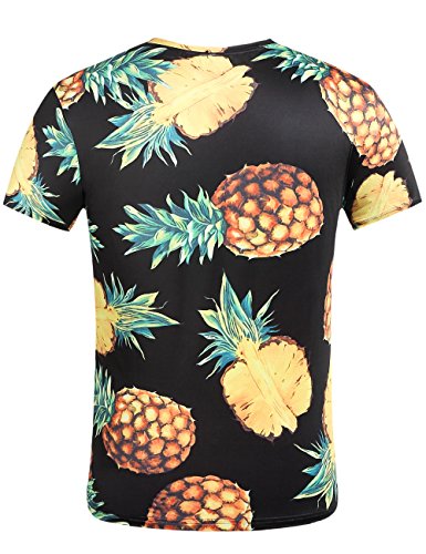 SSLR Mens Hawaiian Shirts Casual Print Short Sleeve T Shirt for Men (Small, Black Yellow)