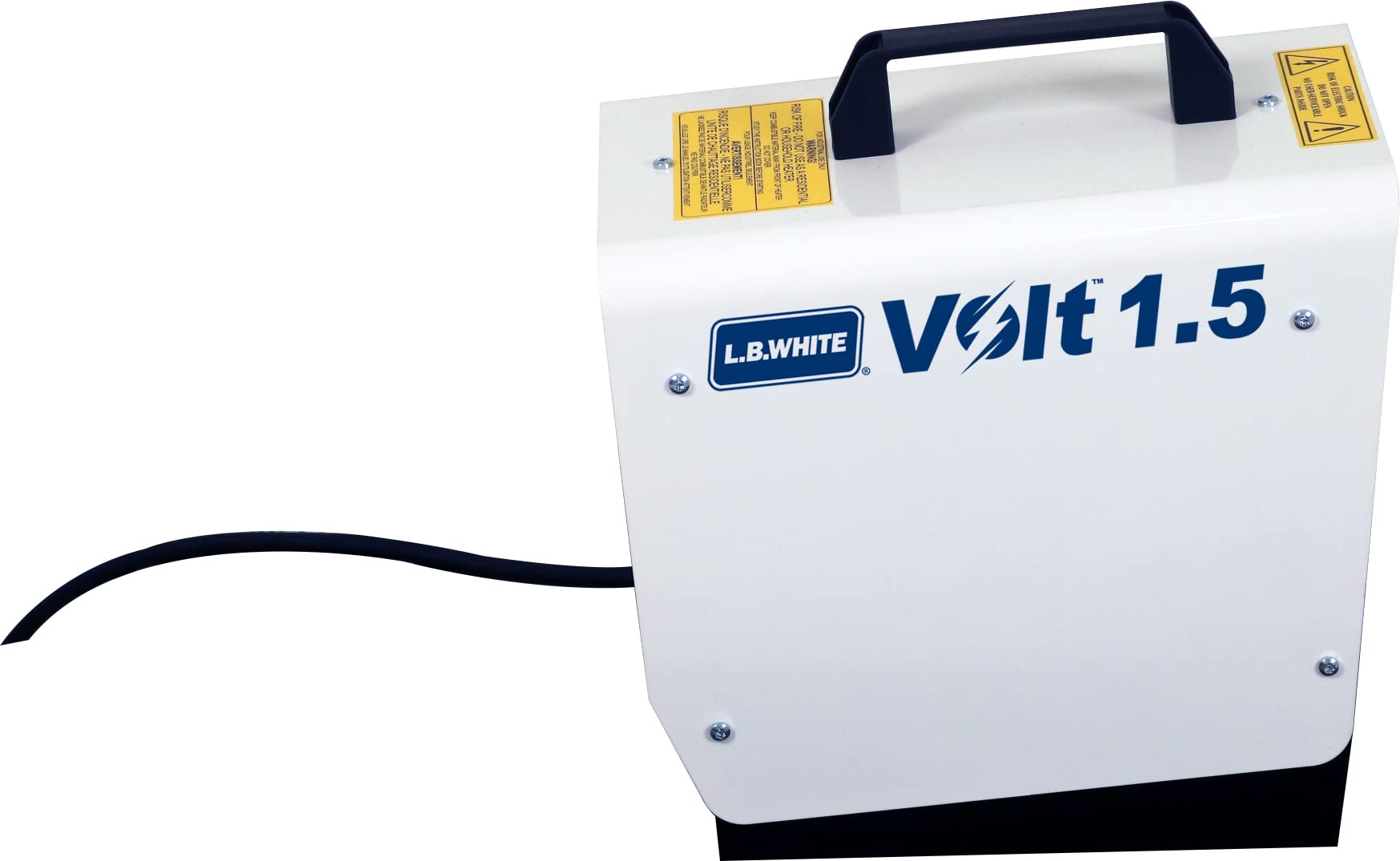 L.B. White Volt 1.5 Electric Forced Air Portable Heater W/Ambient Thermostat - 32°F – 100°F, Indoor Space Heater for Industrial, Garage, Curing Concrete, Tent Events & Commercial, Overheat Protection
