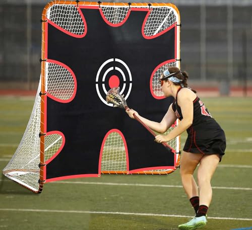 Doubleriver Lacrosse Goal Target Lacrosse Target for Goal 6x6FT Lacrosse Goal Shooting Target with 9-Pocket Practice Accuracy Circle