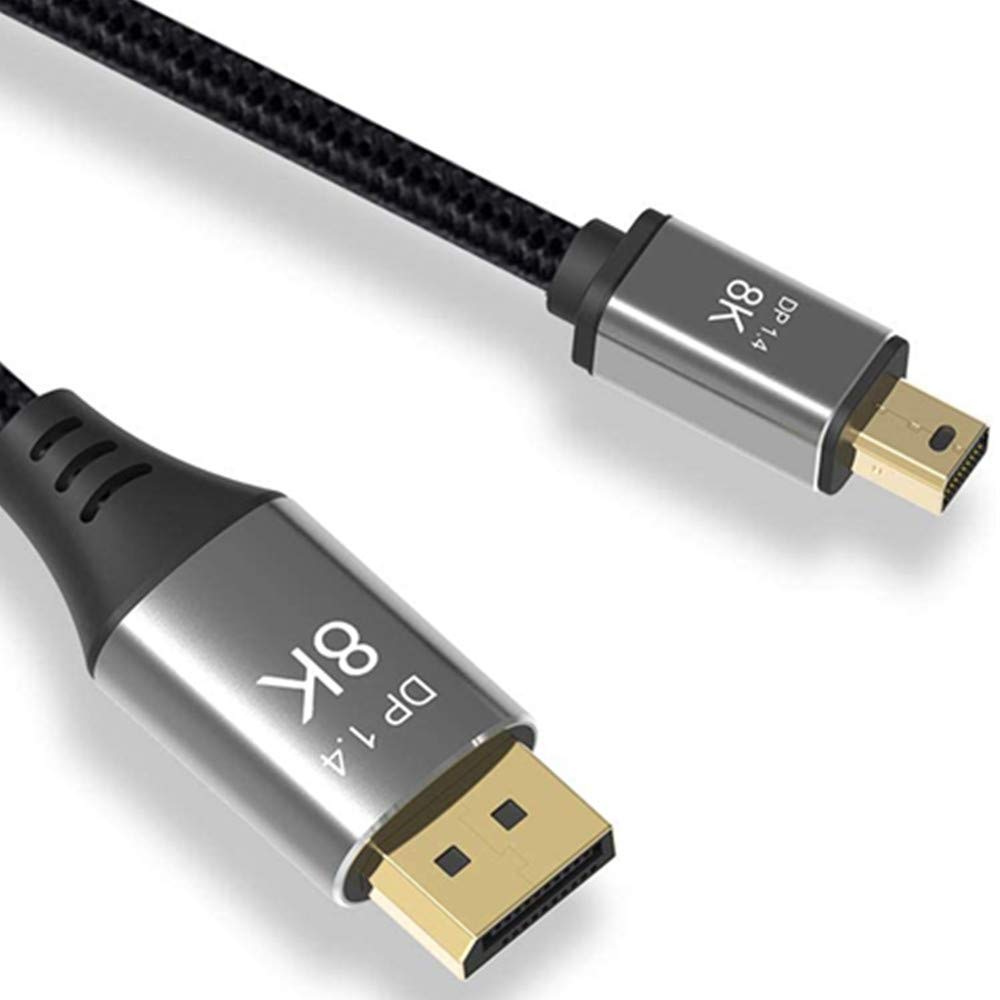 CABLEDECONN 1M 3.3FT Mini DP to DisplayPort 8K Cable 8K(7680x4320)@60Hz 4K@144Hz DisplayPort 1.4 Bi-Directional Transmission DisplayPort to Mini DisplayPort 8K Cable