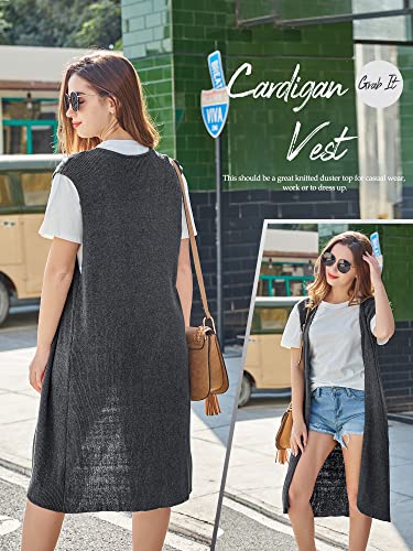 ZXZY Women Casual Sleeveless Open Front Tunic Vest Long Cardigan Tops Coat (Z-Khaki, X-Large)