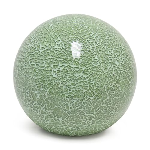 Simple Designs LT3302-SGE 8" Contemporary 1 Light Mosaic Stone Ball Table Lamp for Study, Living Room, Bedroom, Entryway, Sage Green