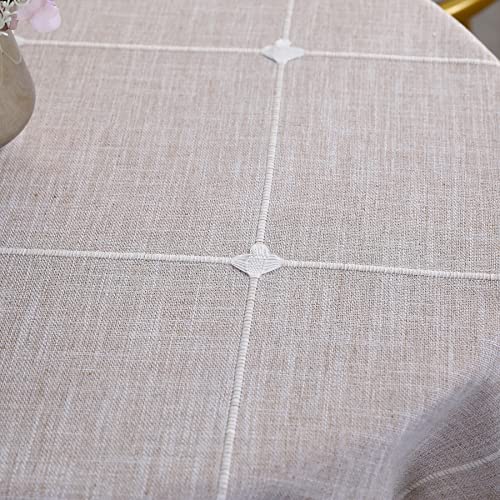 Embroidery Lattice Small Square Tablecloth with Tassel Heavy Duty Rustic Fabric Cloth Wrinkle Resistant End Side Table Cove for Kitchen Dining Room Tabletop Decoration 24 x 24 Inches