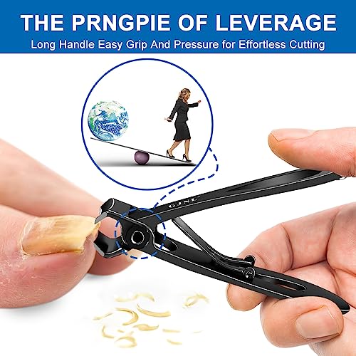 Nail Clippers for Men Thick Nails - Birthday Day Gifts for Men Dad 16mm Sharp Wide Jaw Opening Toenail Clippers for Seniors Thick Nails Cutter, Black Extra Large Heavy Duty Clippers