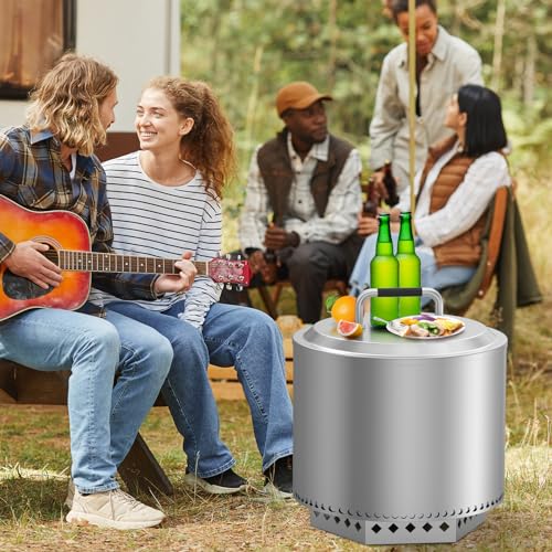 AJinTeby Fire Pit Lid for Solo Stove Ranger 15", 304 Stainless Steel Fire Pits Lid with Heat-Resistant Handle, Outdoor Wood Burning and Low Smoke Camping Stove Accessory