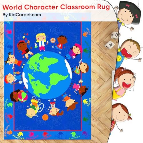 Kids Carpet World Character Classroom Rug for Students 6' x 8'6' Rectangle Colorful Kids Seating Rugs | Kids Classroom Educational Learning Reading Rug | Area Rug for Kids