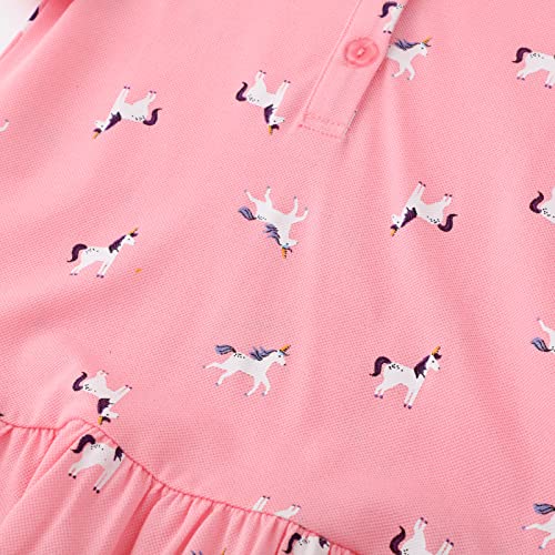 Youlebao Girls Cotton Long Sleeve Casual Cartoon Appliques Striped Jersey Dresses (3T, UGDS05)