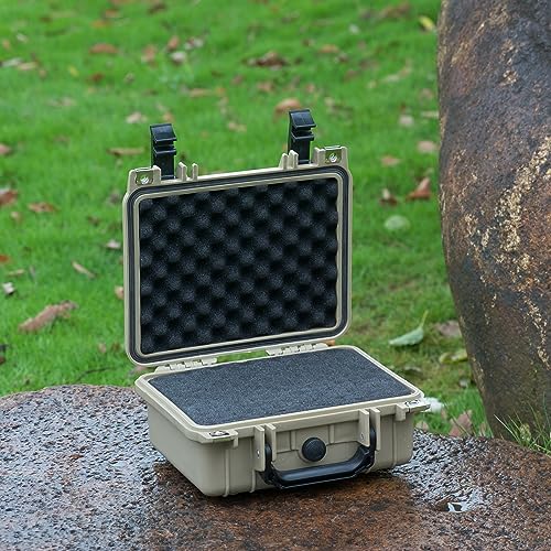 MEIJIA Portable All Weather IP67 Waterproof Protective Case,Hard Camera Case,Dry Case with Customizable Foam,Fit Use Of Drones,Camera,Equipments,10.62 x9.68x4.87inches (Desert Tan)