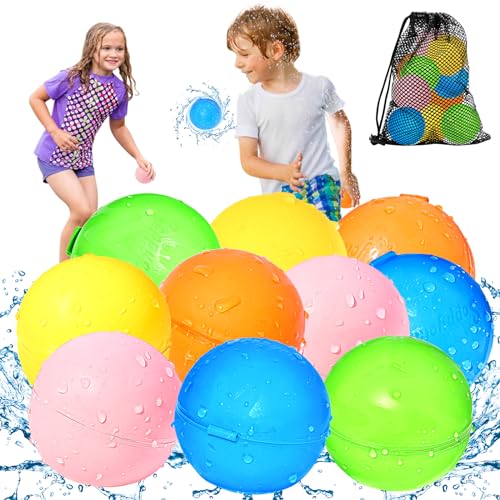 SOPPYCID 10PCS Reusable Water Balloons Quick Fill for Kids, Refillable Magnetic Water Balloons for Pool & Beach, Water Ball Toys for Summer Outdoor Games, Outside Activities