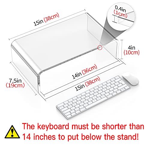 Beimu Acrylic Monitor Stand Riser Acrylic Laptop Stand Riser Clear Computer Monitor Stand Laptop Stand for Desk Compatible with iMac MacBook All Notebooks White Aesthetic Decorations for Office Home