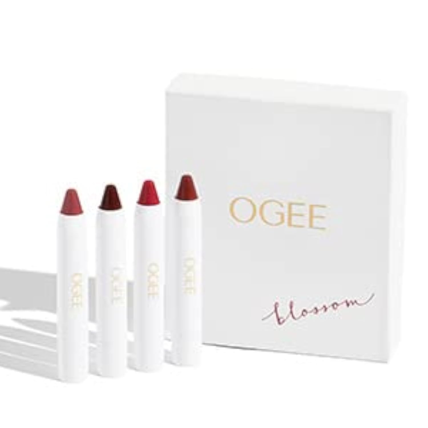 Ogee Tinted Sculpted Lip Oil - Blossom 4 Piece Gift Set - Made with 100% Organic Coconut Oil, Jojoba Oil, and Vitamin E - Best as Lip Balm, Lip Color or Lip Treatment