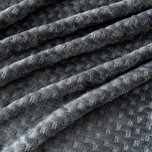 COOVA Cozy Soft Twin Fleece Blanket for Couch - Comfy Blankets Lightweight Plush Fuzzy Throw, Gift for Women,Bed,Sofa,Chair,Camping and Travel.(Stripe Dark Grey, 60"x80")