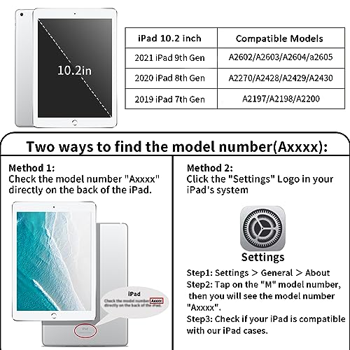 JKSML 10.2" Case for iPad 9th/8th/7th Generation 2021/2020/2019 with Pencil Holder, Auto Sleep/Wake Case Compatible for iPad 10.2 inch, Soft Silicone Slim Shockproof Trifold Stand Cover, Black