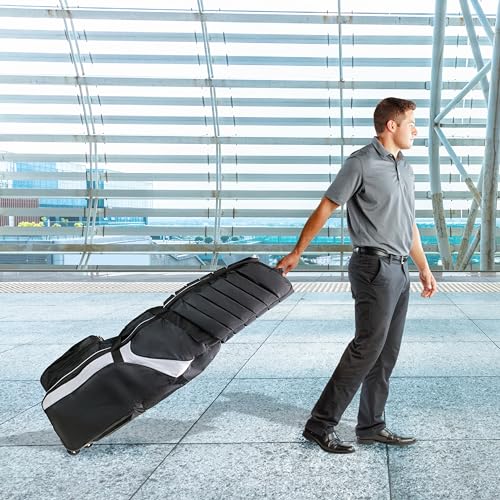 Izzo Golf Premium Golf Travel Cover Black/White - Golf Travel Bag for Golf Clubs