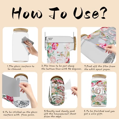 Dorsbaby 8 Sheets UV DTF Cup Wraps for 16 OZ, The Waterproof Items Can be Widely Used on Glass Can and Wooden Crafts (Books and Flowers)