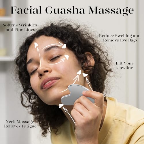 BAIMEI Gua Sha Facial Tool Stainless Steel Metal Gua sha for Self Care, Guasha Tool for Face and Body Treatment, Back Muscles Pain Relief, Gift for Men Women