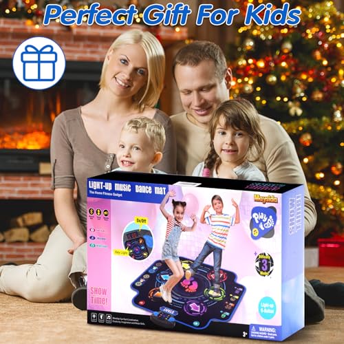 Dance Mat for Kids - Electronic Dance Pad with Light-up 6-Button & Wireless Bluetooth, Music Dance Game Mat with Built-in Music 9 Levels and 3 Modes, Birthday Gifts, Toys for Girls Ages 4-8, 8-12