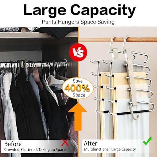 Pants Hangers Space Saving - 2 Pack for Closet Organizer