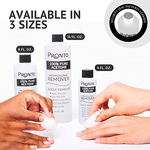 Pronto 8 Oz 100% Pure Acetone Nail Polish Remover and Cuticle Oil, Pure Acetone for All Nail Polish Types including Gel, Acrylic & Sculptured Nails, Gel Nail Polish Remover and Nail Repair, Duo Pack