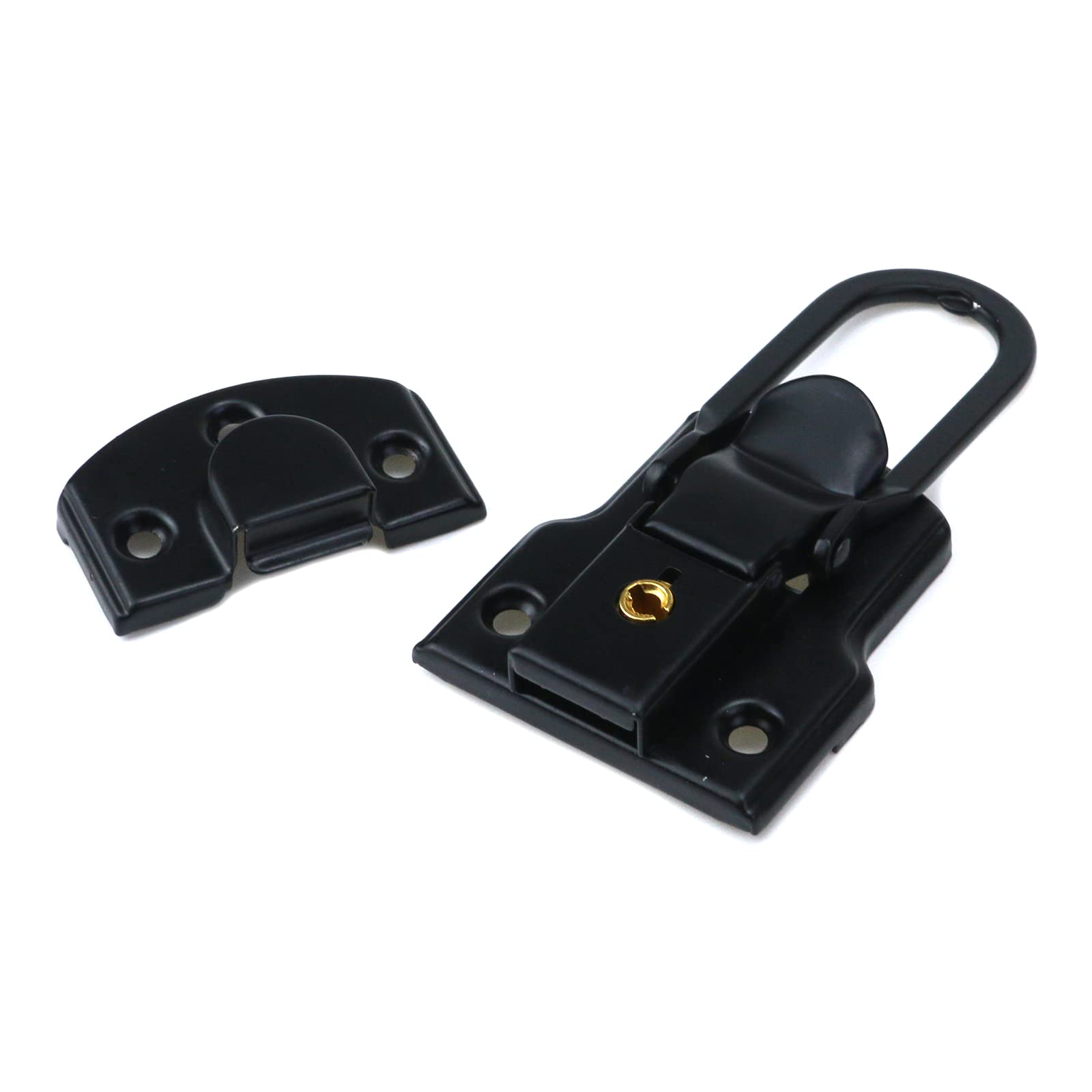 Semetall 4Pcs Black Box Latches Hardware,Toolbox Case Luggage Hasps Latches Buckle Lock Clasp Clamp with Key