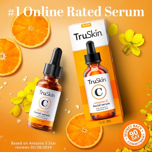 TruSkin Vitamin C Serum – Anti Aging Facial Serum with Vitamin C, Hyaluronic Acid, Vitamin E & More – Brightening Serum for Dark Spots, Even Skin Tone, Eye Area, Fine Lines & Wrinkles, 1 Fl Oz