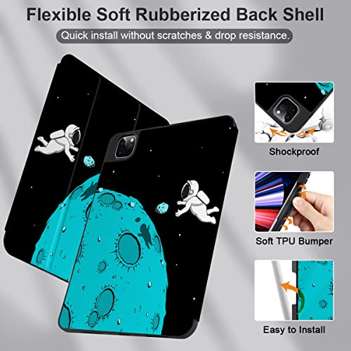 TWOLSKOO Case for iPad Pro 11-inch 4th Generation 2022, [Built-in Pencil Holder] Trifold Stand & Auto Wake/Sleep, Shockproof Cover Soft Back Shell, Also Fit iPad Pro 11" 3rd/2nd/1st Gen, Ink