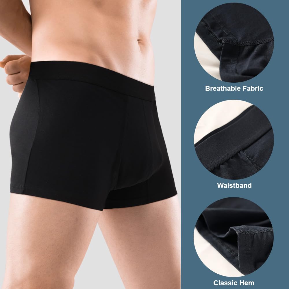 BATTEWA Incontinence Underwear for Men Washable, Leak Proof Underwear for Men Reusable Mens Incontinence Underwear Bladder Leak Briefs Absorbency 50ml,3Pack（Large, Black）