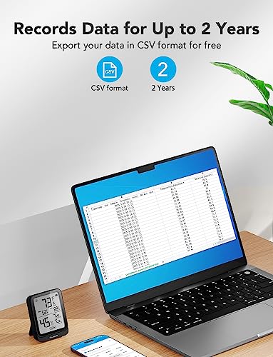 GoveeLife Hygrometer Thermometer H5104, Bluetooth Room Temperature Monitor with APP Alert and 2 Years Date Storage Export, Remote LCD Digital Hygrometer Indoor Humidity Meter, Greenhouse, Humidor, RV