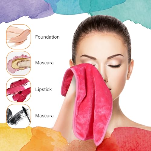 Nugilla Makeup Remover Cloths, 8 Packs Makeup Remover Towels Reusable Face Wash Cloth, Soft Makeup Remover Microfiber Face Cloth for Women
