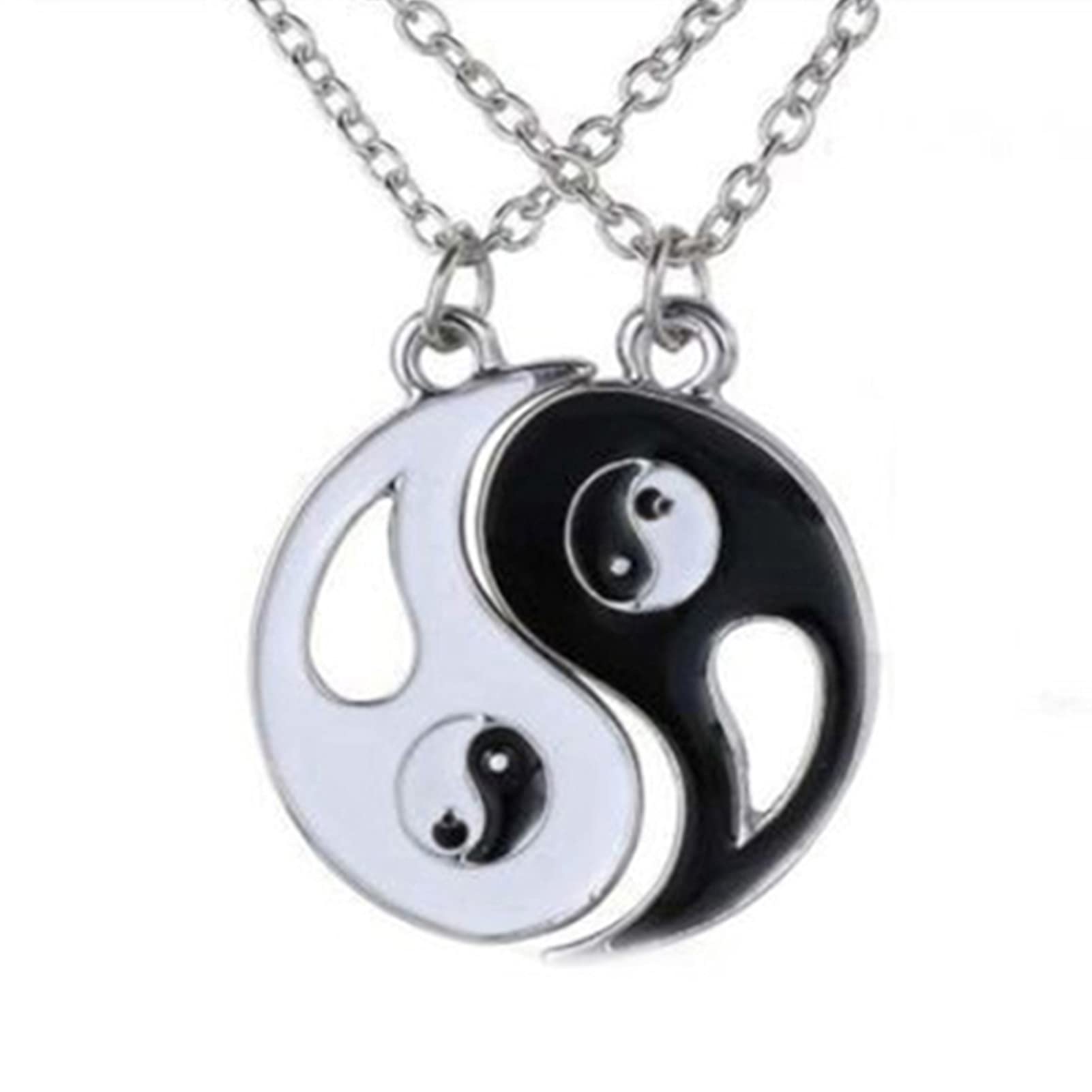 Best Friend Necklaces 2pcs Matching Yin Yang Necklaces Yin Yang Puzzle Pendant Necklces for Bff Friendship Relationship Boys Girls Best Friends Lovers and Couples Valentines Day Gift White&Black