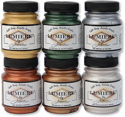 Jacquard Lumiere 2.25oz Fabric Paint Galaxy - Metallic Paint for Fabric Paper Wood Ceramic and Metal - Light-bodied Metallic Acrylic Paint - Lightfast & Vibrant Metallic Acrylic Paints