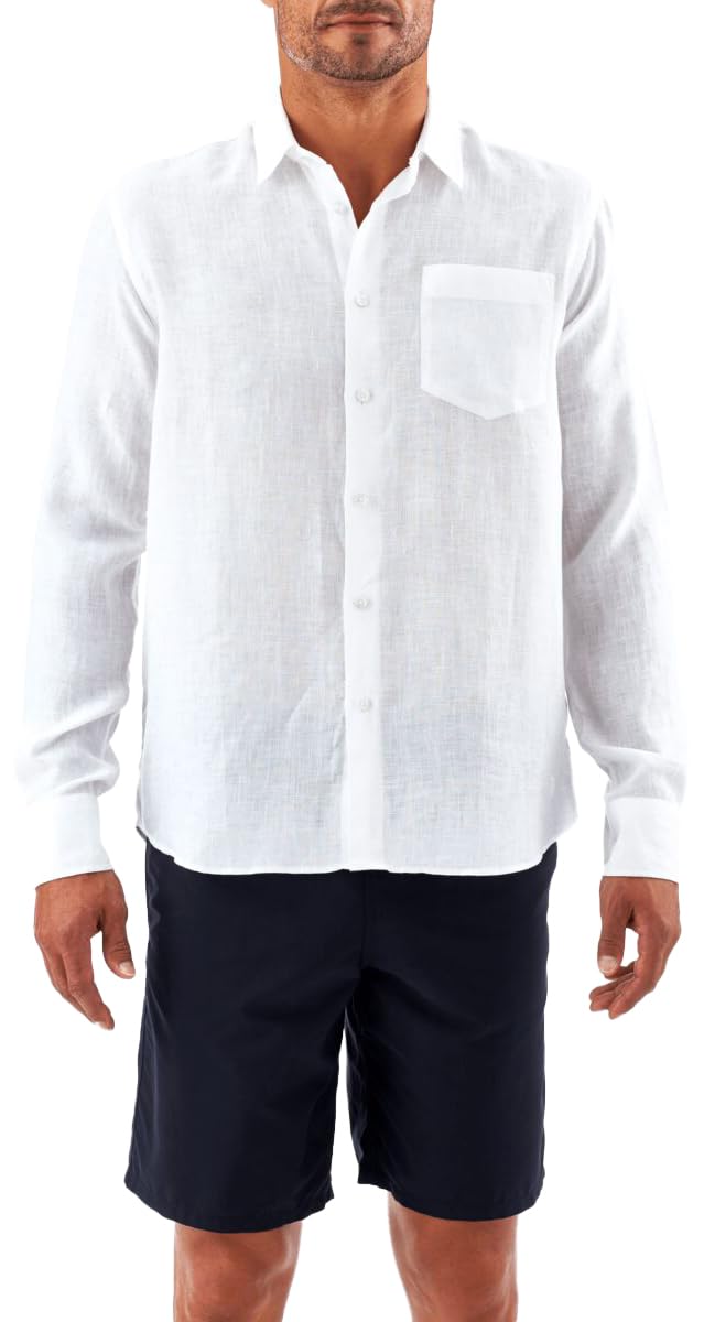 VILEBREQUIN Men's Solid Linen Shirt-M, White