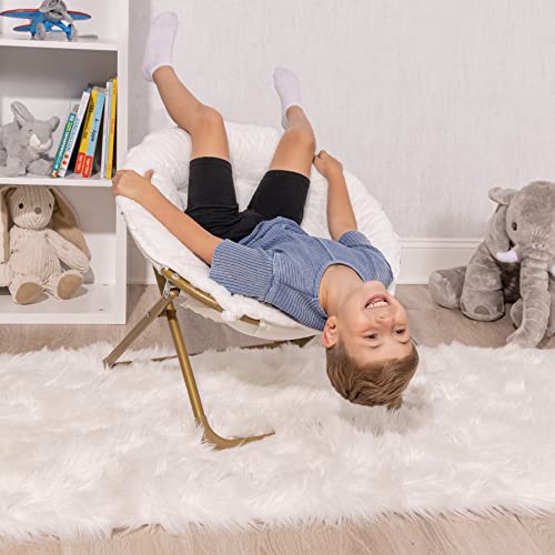Milliard Mini Cozy Chair for Kids, Sensory Faux Fur Folding Saucer Chair for Toddlers, Black