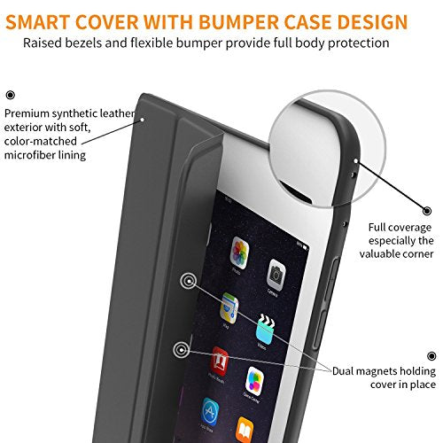 DTTO for iPad Mini 5th Generation Case and iPad Mini 4 Case, Ultra Slim Lightweight Trifold Smart Shell with Soft TPU Back Cover, Auto Sleep/Wake, Space Grey