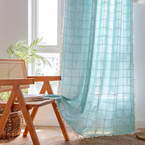 Sutuo Home Boho Curtains 72 Inches Length for Bedroom Living Room,Country Farmhouse Vintage Shabby Chic Tassels Window Treatment Bohemian Embroidery Drape, Rod Pocket 1 Panel 52" W x 72" L, White