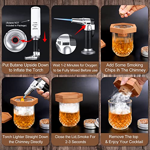 Mens Gifts for Christmas - Whiskey Cocktail Smoker Kit with Torch, Christmas Funny Gifts for Men Husband, Smoked Bourbon Kit, Birthday Anniversary Unique Gift for Him, Cool Stocking Stuffers for Xmas