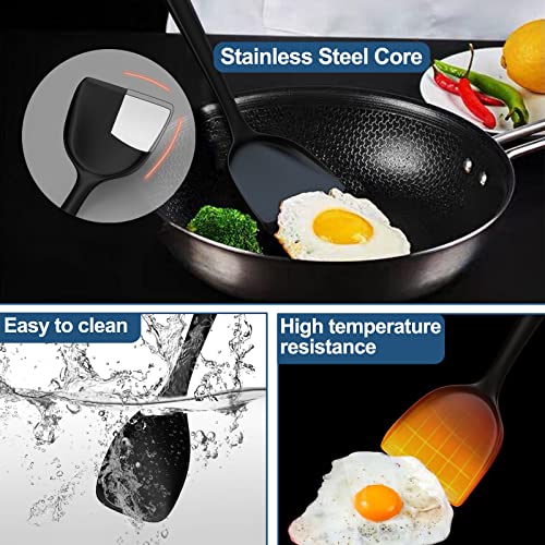 Silicone Kitchen Cooking Utensil Set, Fungun 25 Pcs Kitchen Utensils with Spatula, Spoon, Turner, Tongs, Heat Resistant Kitchen Gadgets Tools Set for Nonstick Cookware Black (Dishwasher, BPA Free)