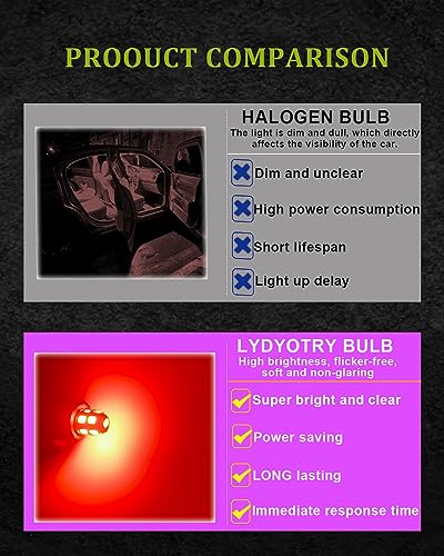 LEDYOTRY 194 LED Bulb Super Bright 2835 Chipset for Car Interior Dome Map Door License Courtesy Dash Lights Compact Wedge T10 168 W5W 2825 White Pack of 10