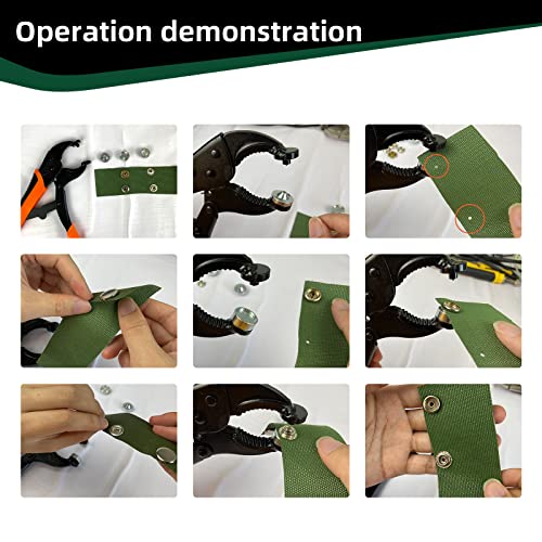 Heavy Duty Snap Fastener Tool Adjustable Vice Grip Snap Setter Tool Includes 40 Sets 15mm Snaps for Boat Cover, Replacing Metal Snaps, Repairing Boat Covers, Canvas, Sewing, Tarps