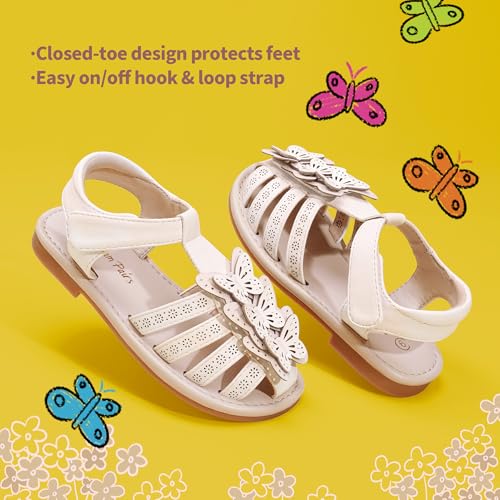 DREAM PAIRS Girls Sandals Closed-Toe Sandals with Interchangeable DIY Flower Dress Summer Shoes Toddler/Little Kid,Size 1 Little Kid,Pink,SDSD2310K