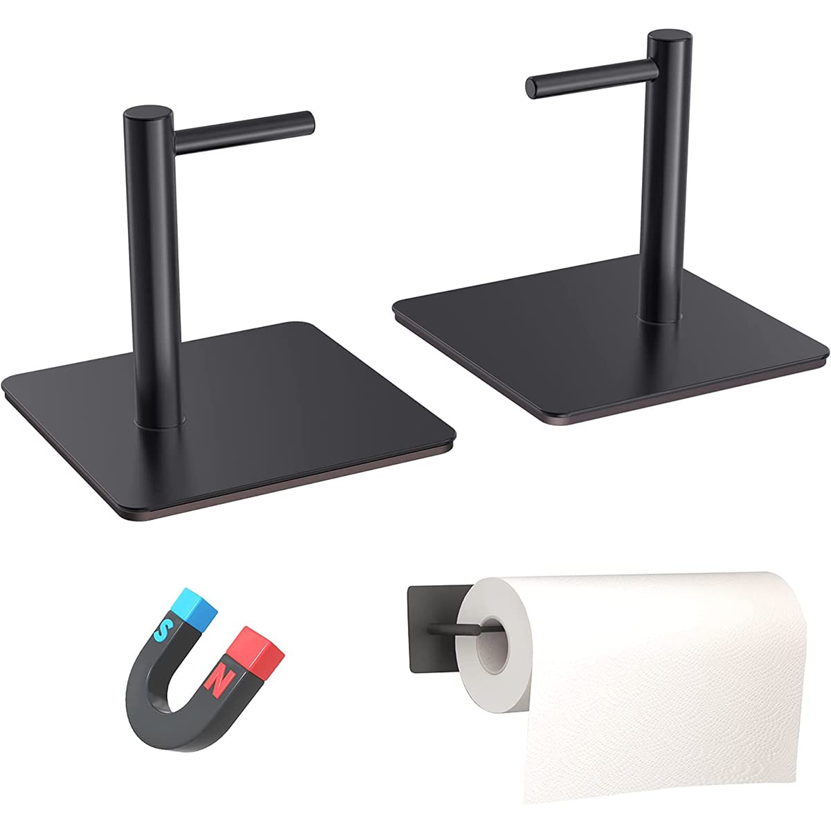 Thipoten Magnetic Paper Towel Holder, Strong Magnetic Hooks/Rack for Kitchen, Work Benches, Storage Closets, Grill, Garage (Black)