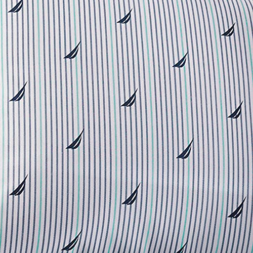 Nautica - Twin XL Sheets, Cotton Percale Bedding Set, Coastal Home Decor, Dorm Room Essentials (Woodblock Fish Blue, Twin XL)