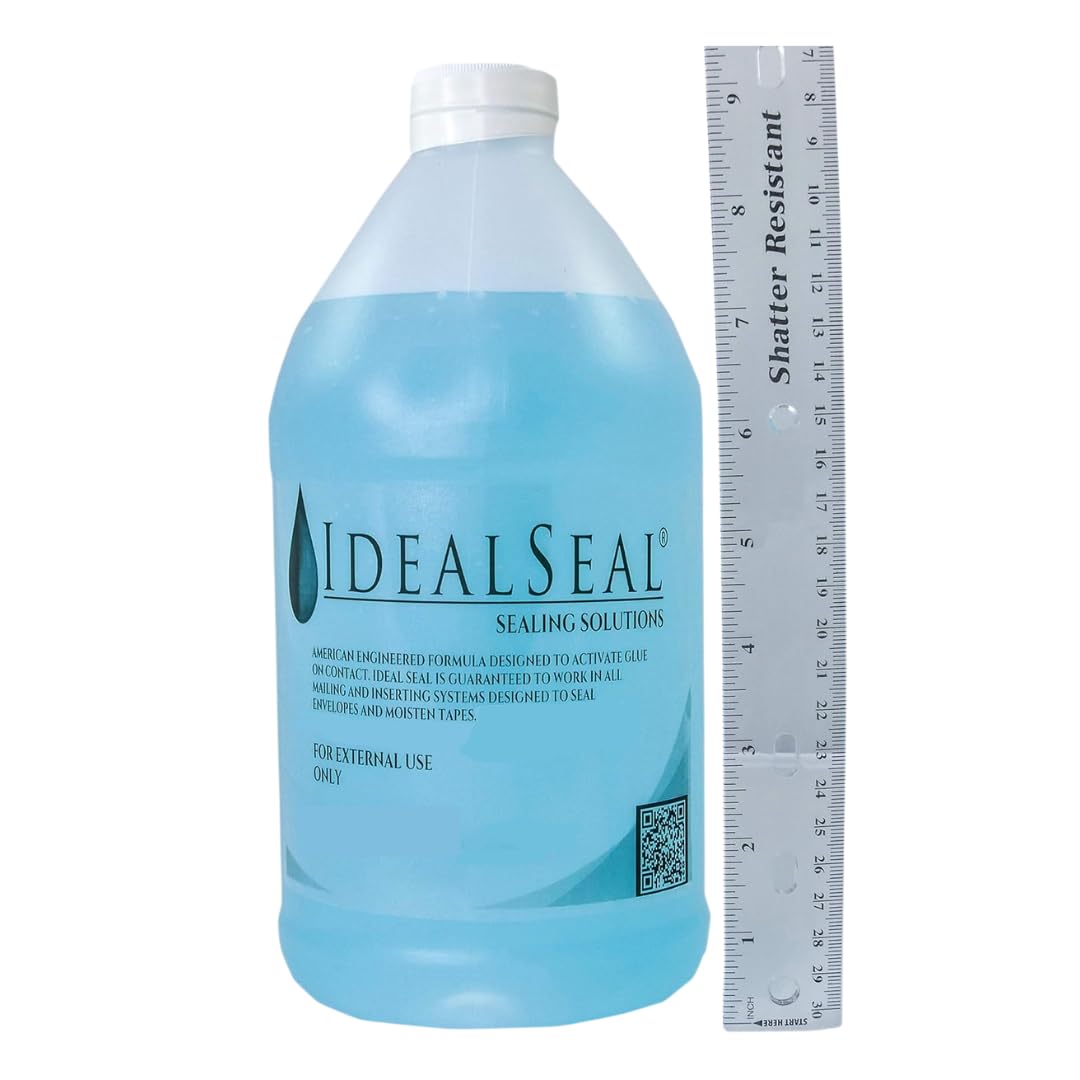 IdealSeal Envelope Liquid Moistener and Sealer - High-Efficiency, No-Mix Sealing Solution for Postage Machine and Mailing Systems - 64 oz