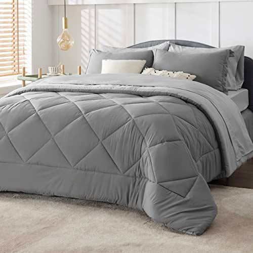 Bedsure White Twin XL Comforter Sets - 5 Pieces Reversible White Twin XL Bedding Sets with Comforters, Sheets, Pillowcase & Sham, Twin XL Bed Sets for College