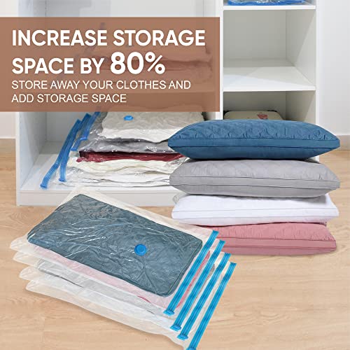 Vacuum Storage Bags, 10 Small Space Saver Bags Vacuum Seal/Sealer Bags with Pump for Clothes, Comforters, Blankets, Bedding
