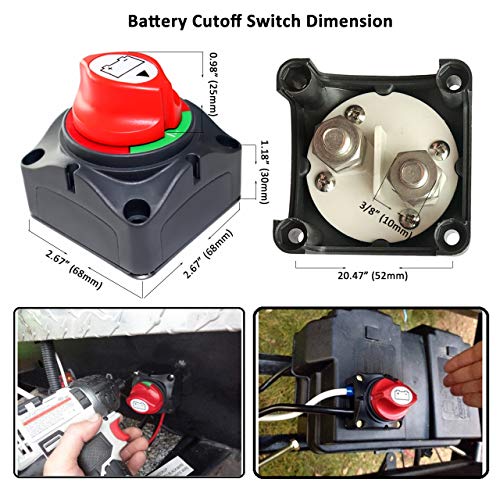 Battery Disconnect Switch Master, 12V-48V Waterproof Power Isolator On-Off Kill Switch 275Amps High Current for Car RV Marine Boat Truck ATV Vehicles