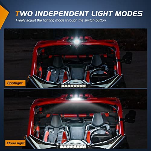 Nilight UTV Dome Light Universal 1.5”-2.0” Roll Bar Mount LED Interior Light Spot Flood Combo Beam LED Light for UTV ATV Can-Am Polaris RZR Dune Buggy Golf Cart Off-Road Vehicle Boat