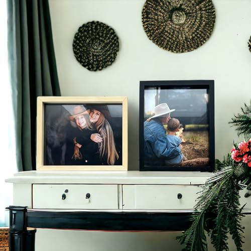 Brown Wooden Picture Frames 16x20 - Natural Rustic Solid Wood Thick Borders, Wall Mounting Poster Photo Frames